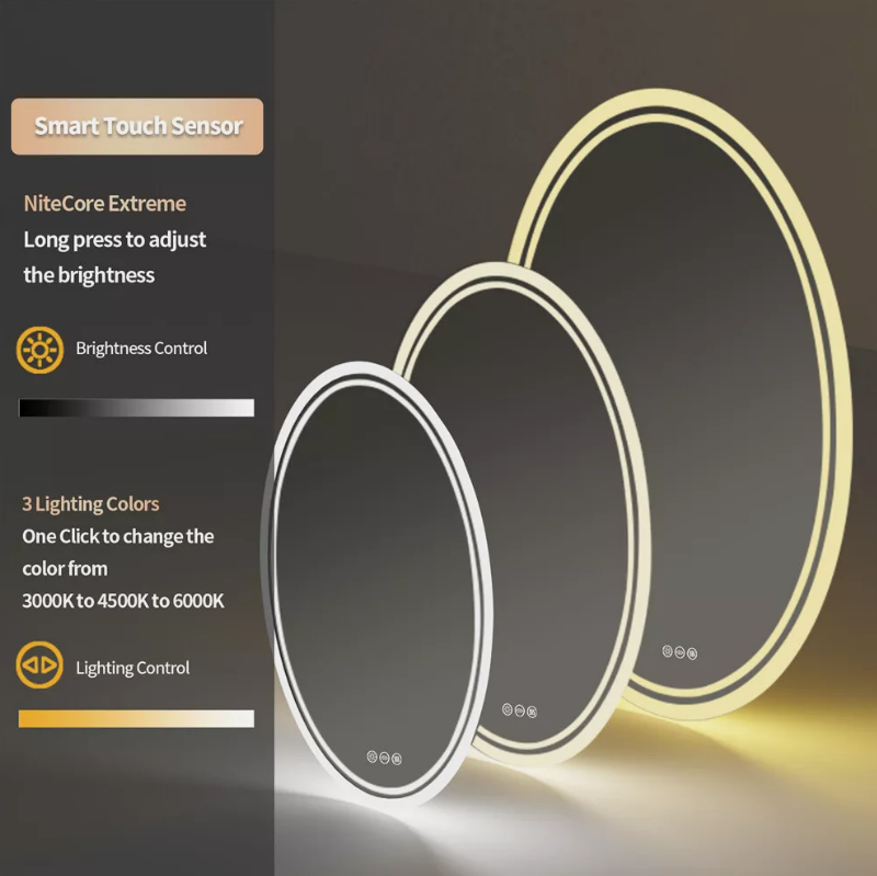 32" Memory Defog Oval LED Vanity Mirror Bathroom Dimmable Wall Makeup Mirror63125407095683113