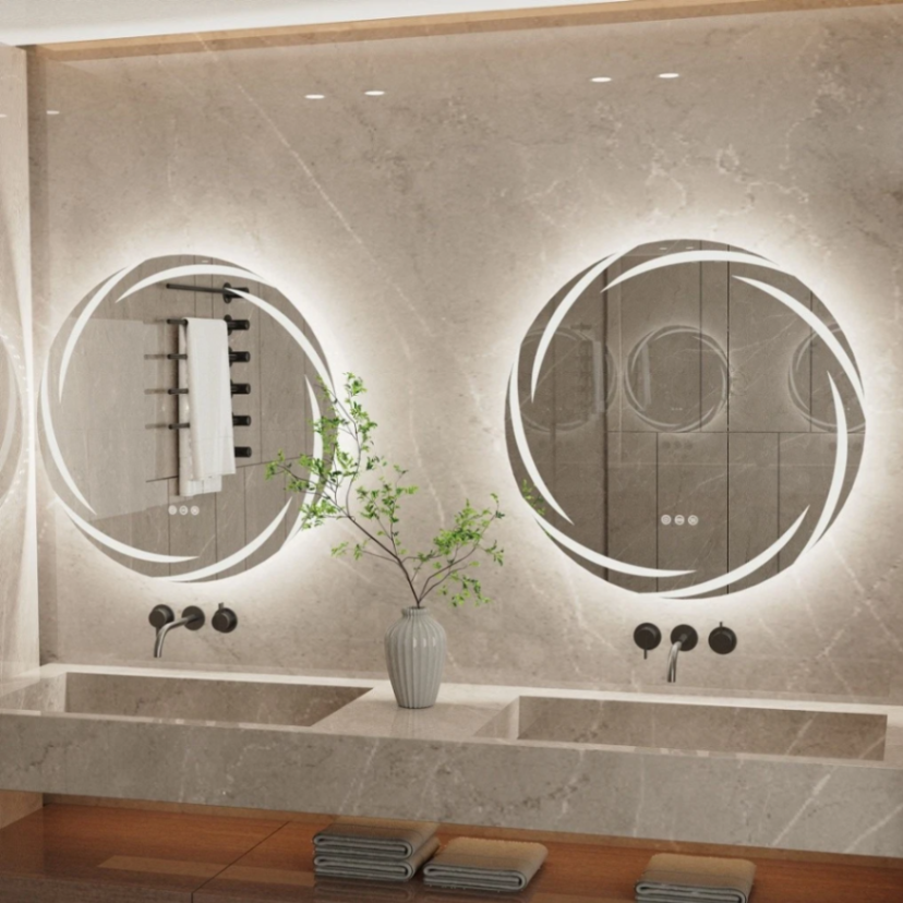 31.5" Illuminated Bathroom Wall Mirror Round LED Vanity Makeup Mirror Stepless Dimming63192776991745111