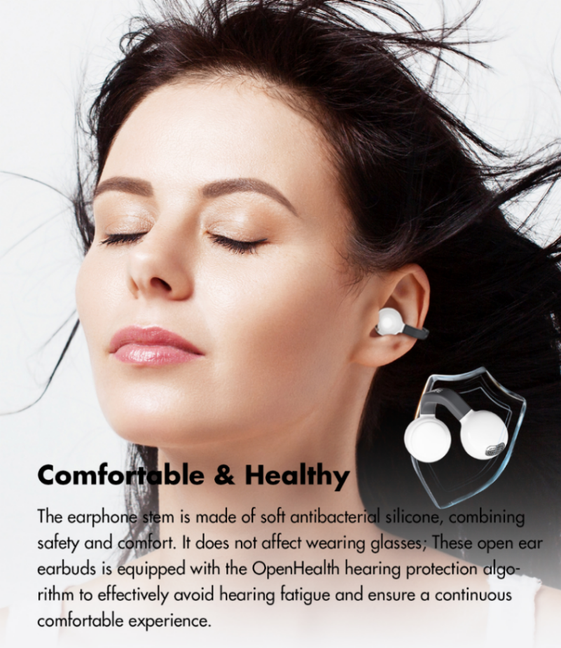 ROSESELSA OpenFree Open Ear Wireless Earbuds LDAC LDHC HiFi Sound Bluetooth 5.4 Earphones 52H Battery LC3 Game Mode 20ms（Green）63615014089089114