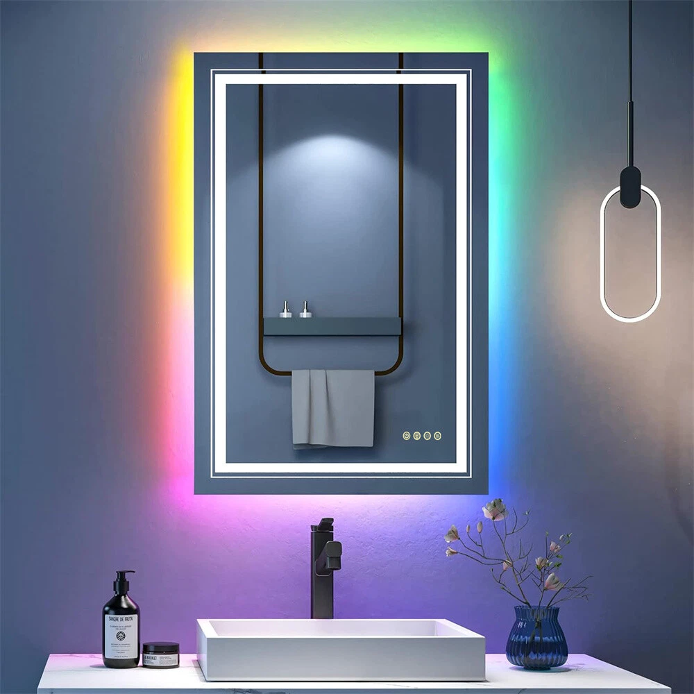 محمصة حمام LED ذات إطار RGB متعدد الألوان مع إضاءة خلفية قابلة للتعديل وإضاءة أمامية63124083482497110