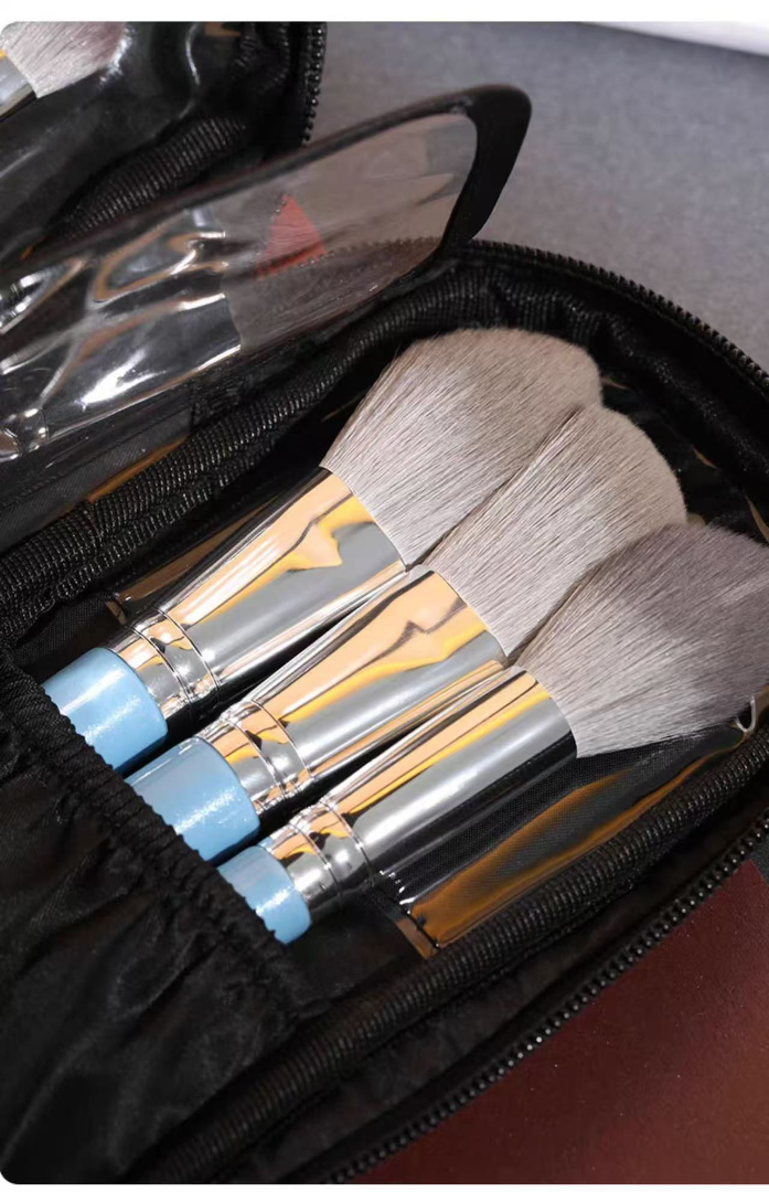 9-piece eye brush set - Makeup tool with black zipper, portable carry-on storage bag63246551987714111
