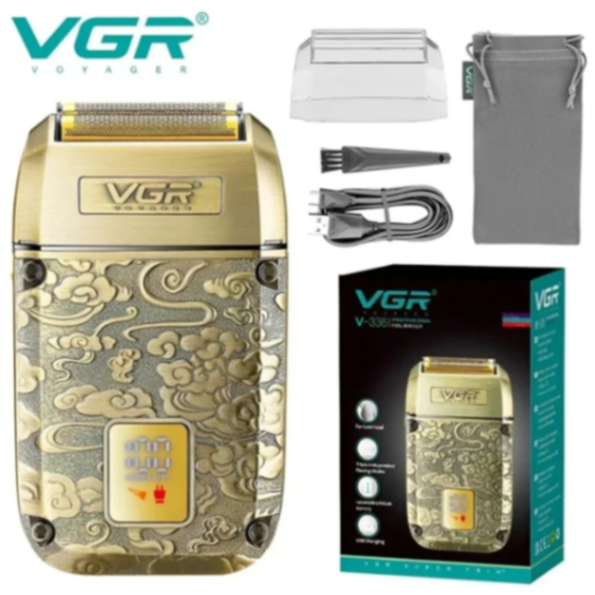 ماكينة حلاقة VGR V336 بروفيشينال، ماكينة حلاقة كهربائية قابلة لإعادة الشحن مع شاشة رقمية، ماكينة تشذيب للذقن بسرعة 8500 لفة في الدقيقة، تُستخدم للرجال، بها منفذ USB63214381403906110