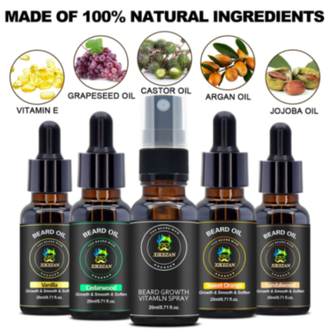 XIKEZAN Men Beauty Products Grooming Kit Fathers Day Gifts Beard Growth Vitamin Spray Oil Custom Scented Beard Growth Oil63267843744513113
