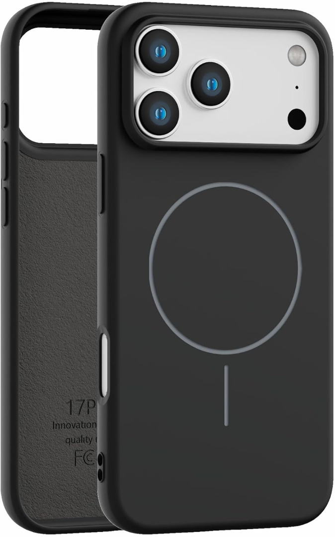 غطاء Meephone متوافق مع هاتف 17 برو ماكس، مناسب للشحن اللاسلكي، غطاء خلفي مصنوع من مادة TPU لينة، مقاوم للصدمات، غطاء واقٍ رفيع الملائمة، بلمسة ناعمة غير لامعة (أسود)63447627074050110