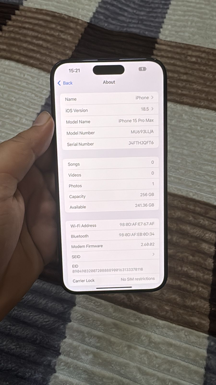 iPhone 15 pro max USA spec LLA version Clean A grade condition 95% battery health 63812445413891113