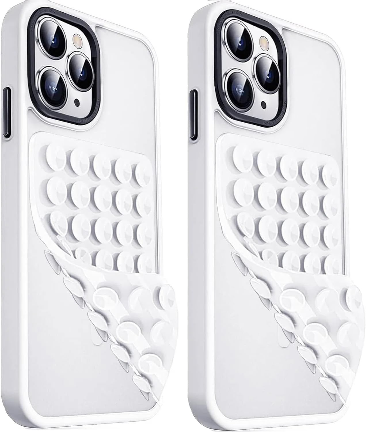 Blythornix Adhesive Cell Phone Wall Mounts, Silicone Suction Phone Case Mount, Mobile Phone Shower Mount, Hands-Free Mobile Accessory Holder for Bathroom Mirror 2 Packs White