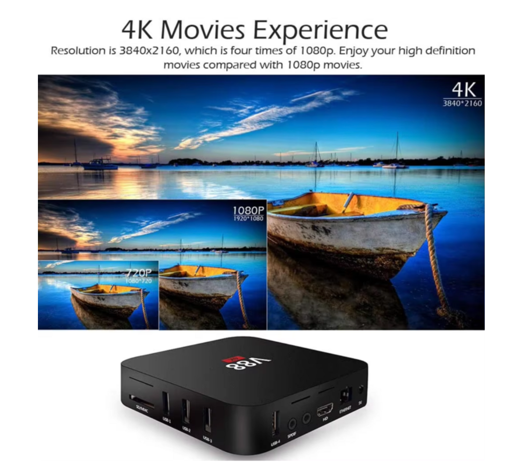 V88 Android TV Box OS7.1 1GB+8GB Amlogic S905L Quad Core Support 4K, Smart Media Player Set Top Box63238562112897112