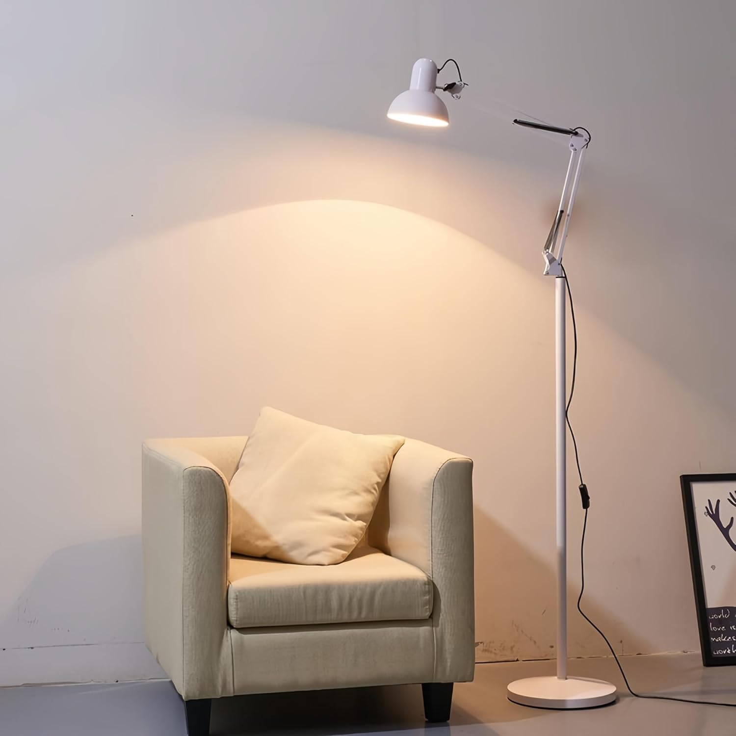LED Floor Lamp for Living Room Adjustable Long Arm Folding Tall Stand Lights with Bulb Floor Lighting for Bedroom Office Dining Room Song-022/Song-02363681178770817111