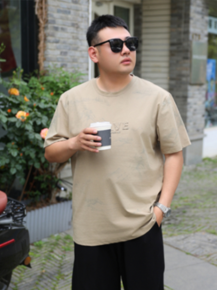 MOAIKA   Fashionable and comfortable loose round   neck short     sleeve summer casual T-shirt    Khaki63513178390657110