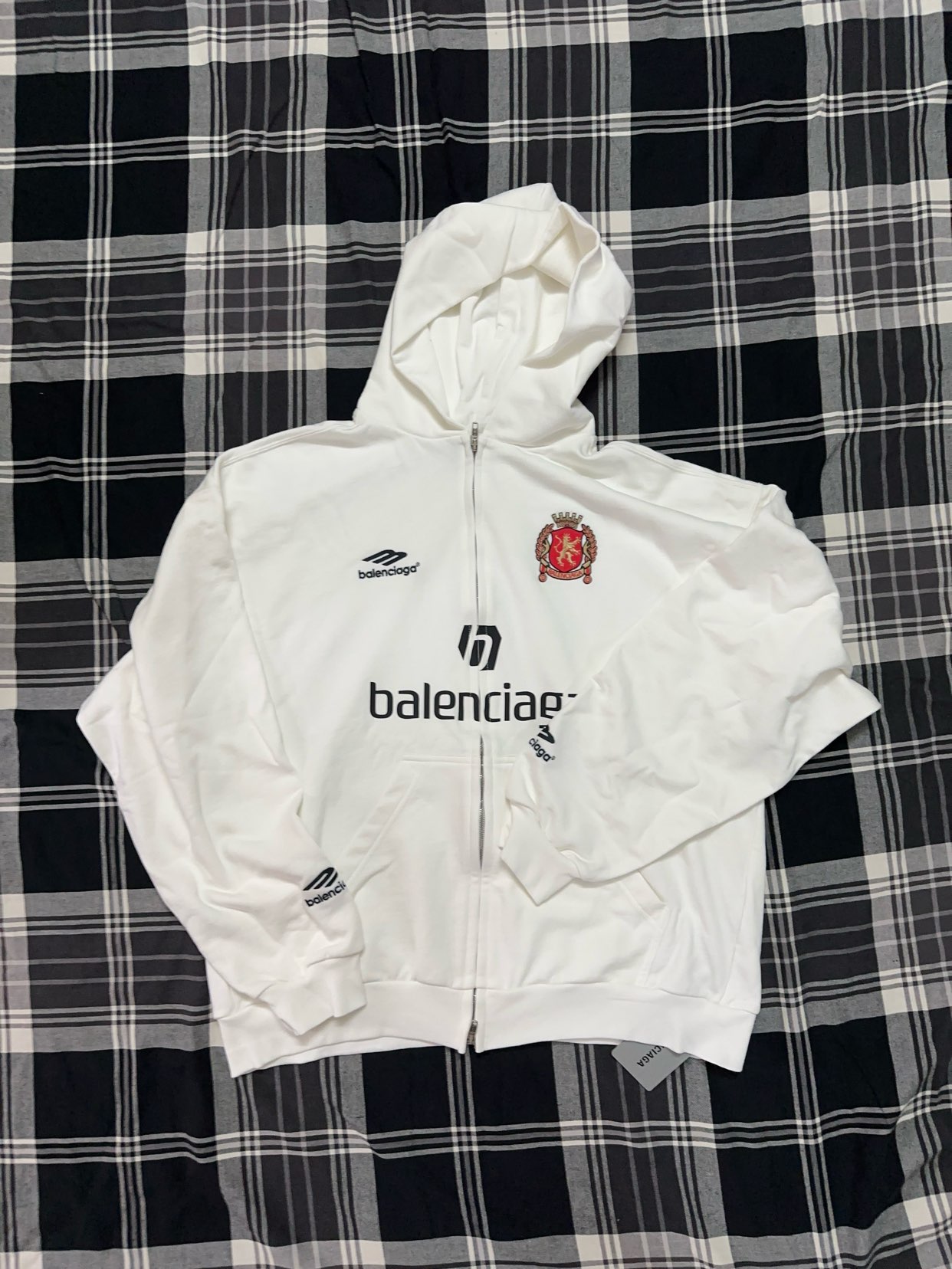 Balenciaga  巴黎世家 24ss 3b sport 多logo 白色 曼联球衣帽衫卫衣 63706202889090110