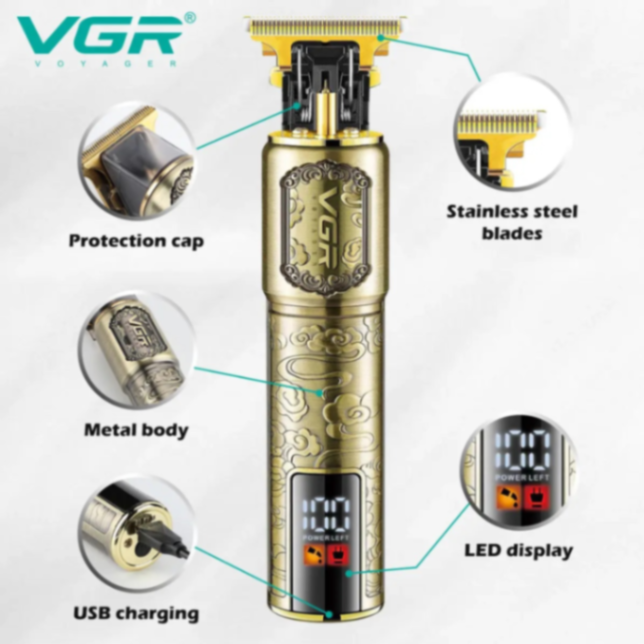 ماكينة قص شعر فينتيج من معدن USB T9، طراز VGR V073، ماكينة حلاقة، ماكينة تشذيب لحية، ماكينة قص شعر كهربائية احترافية للرجال63214105728259112