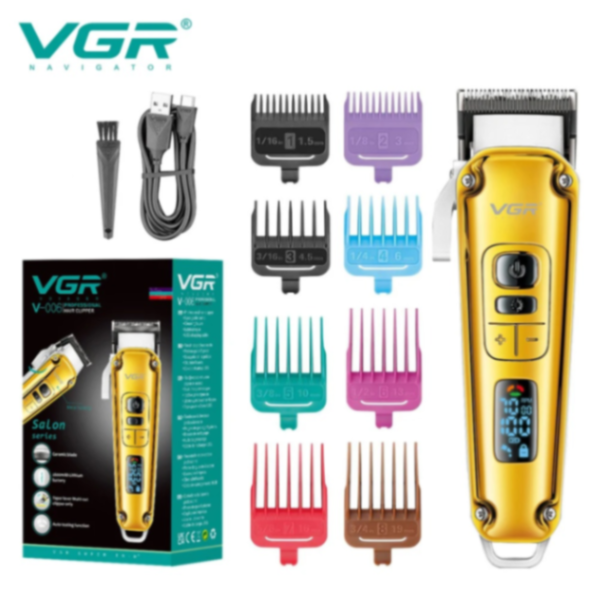 VGR 006 Electric Hair Clipper Metal Retro Men's Electric Push Shear Oil Head Carving LED Intelligent Digital Hair Trimming 632141367130891114