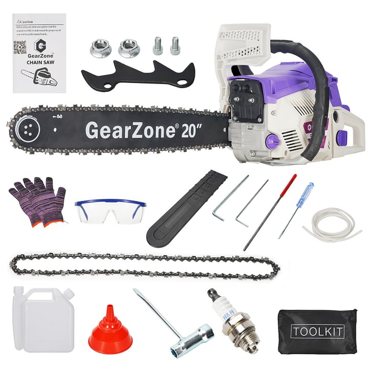 GearZone® 58CC-2.68KW-20 inch high-power gasoline chain saw, gasoline logging saw, tree felling saw, high hardness and durable saw blade, with 2 saw chains and other accessories63602019476865110