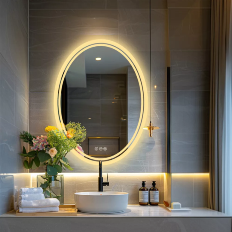 24"x32" Large Oval LED Bathroom Vanity Mirror with 3 Color lights Dimmable Memory Smart63191986239233111