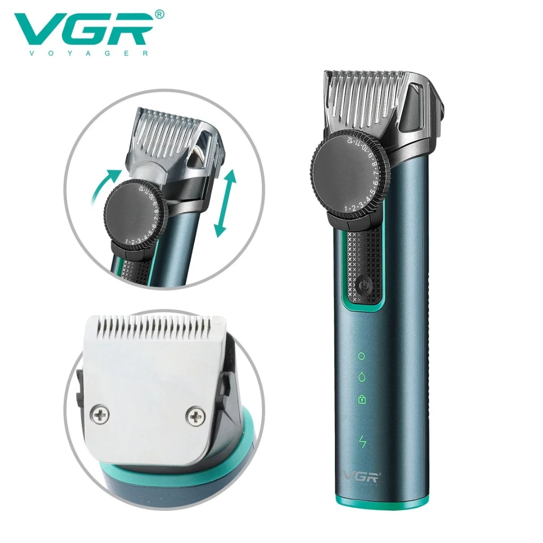 ماكينة قص شعر VGR V973، ماكينة قص شعر كهربائية، ماكينة قص شعر مقاومة للماء، ماكينة قص شعر قابلة للتعديل، ماكينة قص شعر للرجال بشفرة على شكل حرف T63214083503489111
