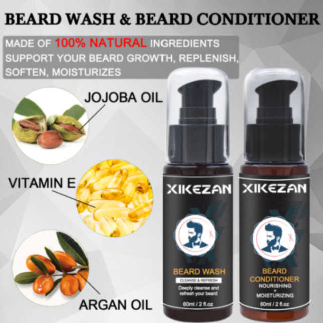 XIKEZAN Beard Balm Set Nourishing Beard Men Care Growth Beard Oil Organic Wash and Conditioner Kit63267982274562112