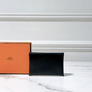 HERMES CALVI CARD HOLDER, Black/Silver