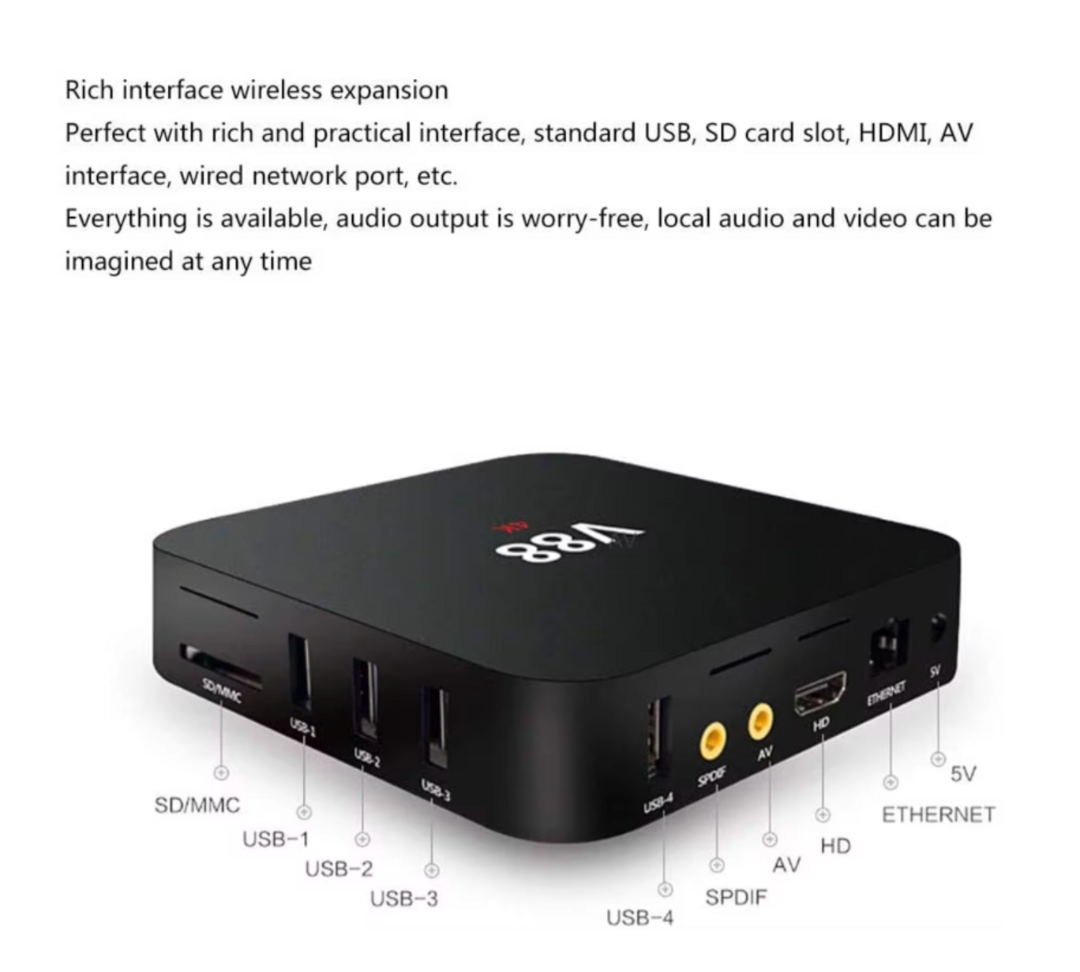 V88 Android TV Box OS7.1 1GB+8GB Amlogic S905L Quad Core Support 4K, Smart Media Player Set Top Box63238562112897111