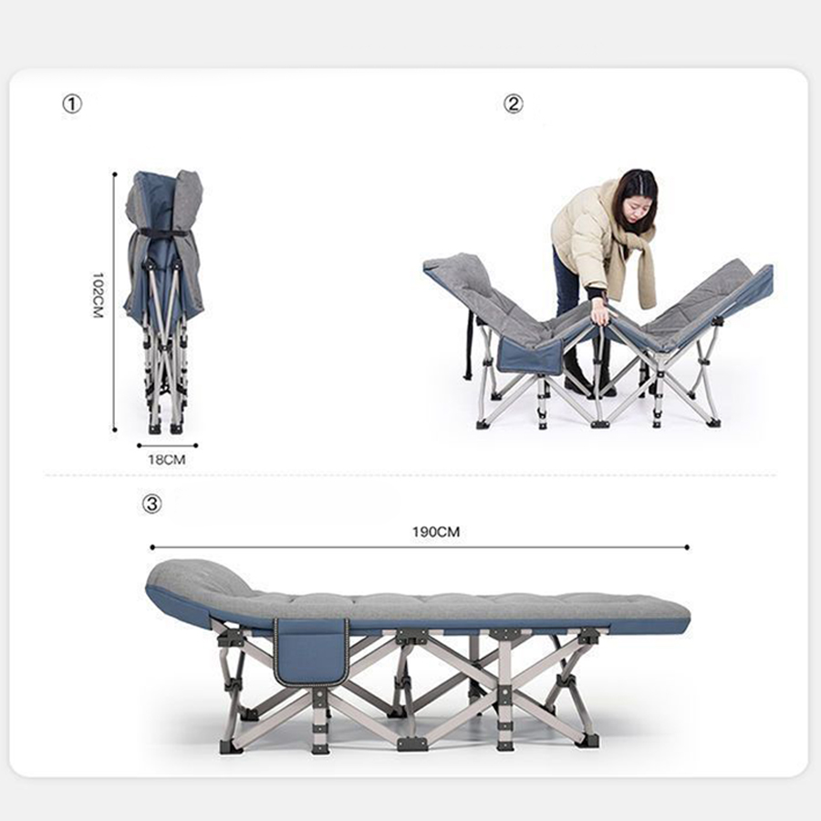 Folding Camping Cot Thick Mattress Folding Cot for Outdoor Camping Office Home Nap 190*68*40cm BWB-4063680461992579113