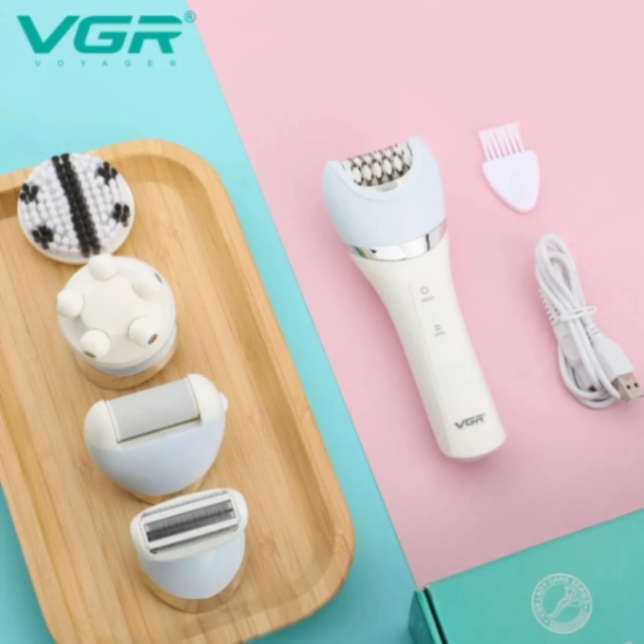 VGR V703 IPX4 Waterproof Five in One Beauty Set Electric Women's Hair Removal Knife Floater Rechargeable Foot Scar Removal Set 63203562536066112