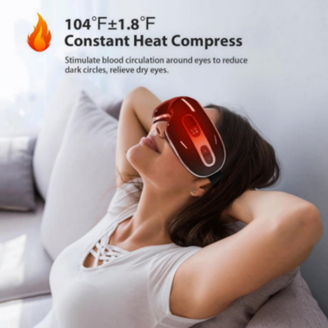 Eye Massager with Heat and Cooling for Migraines, Dry Eyes, and Eyestrain - Heated Eye Massager Mask Massage Pressure Points for Relaxation - Mothers Day Gifts (Black)63080978659841112
