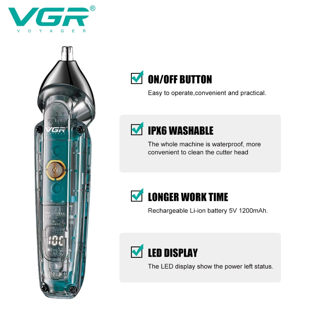 ماكينة قص الشعر VGR قابلة لإعادة الشحن ماكينة حلاقة شعر احترافية مقاومة للماء م barber شفرة شفافة لقص الشعر63059082893955112