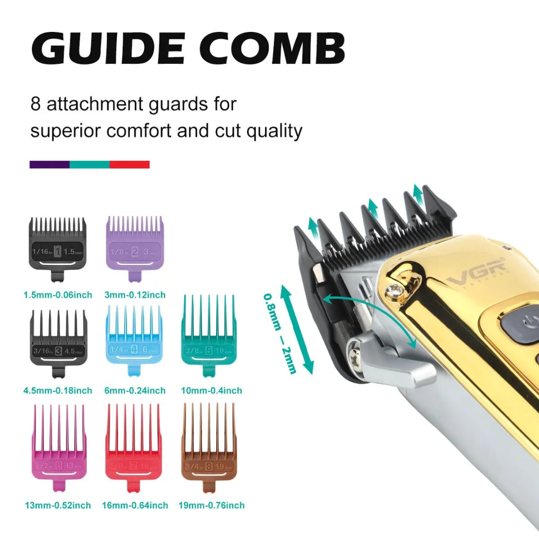 VGR 006 Electric Hair Clipper Metal Retro Men's Electric Push Shear Oil Head Carving LED Intelligent Digital Hair Trimming 63214136713089114