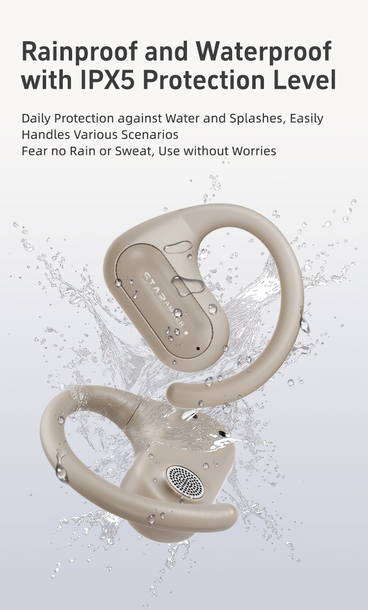 ROSESELSA OpenFree Open Ear Wireless Earbuds LDAC LDHC HiFi Sound Bluetooth 5.4 Earphones 52H Battery LC3 Game Mode 20ms（Gray）63615266642563113