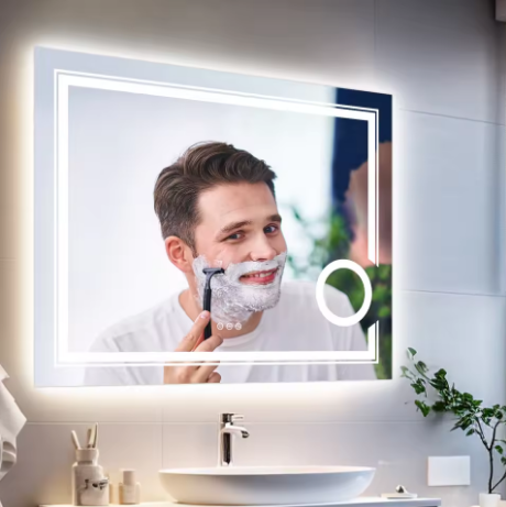 مرآة مكبرة LED بحجم 28x36 إنش، معلقة على الحائط في الحمام، مرآة للماكياج والاستحمام والمستلزمات الشخصية63123753278210114