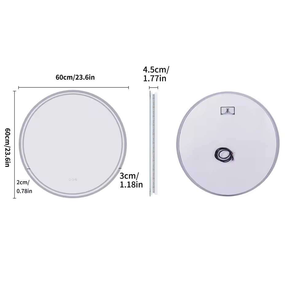 Labella 80cm Round Large LED Bathroom Mirror Backlit Built-in Touch On/Off Dimming Anti-fog Wall Mounted Mirror63115734900609114