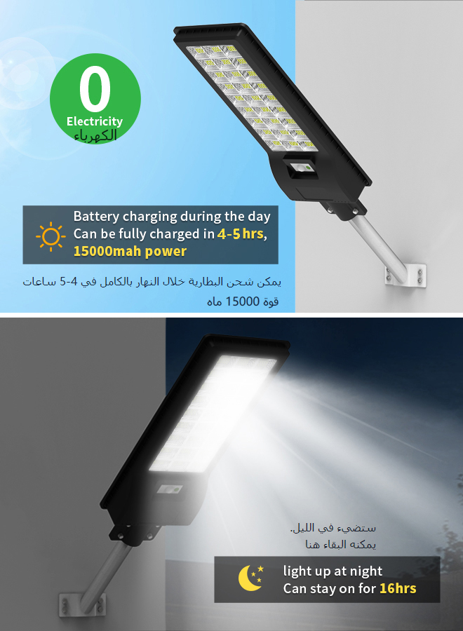 Outdoor Solar Street Light Motion Sensor Waterproof IP65 LED Floodlight Remote Control Patio Yard Garage FT-18300-263680897548033111