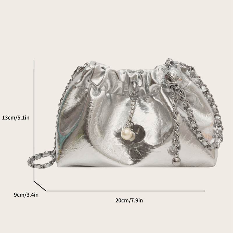 Chic Black Ruched Chain - Strap Bag63206103127555112