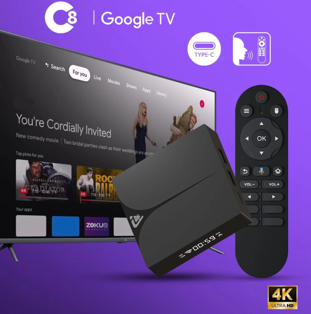C8 Amlogic S905d2 TV BOX 16GB Android14 Set Top Box BT Voice Remote Device Digital Display Android Box63234649060483112
