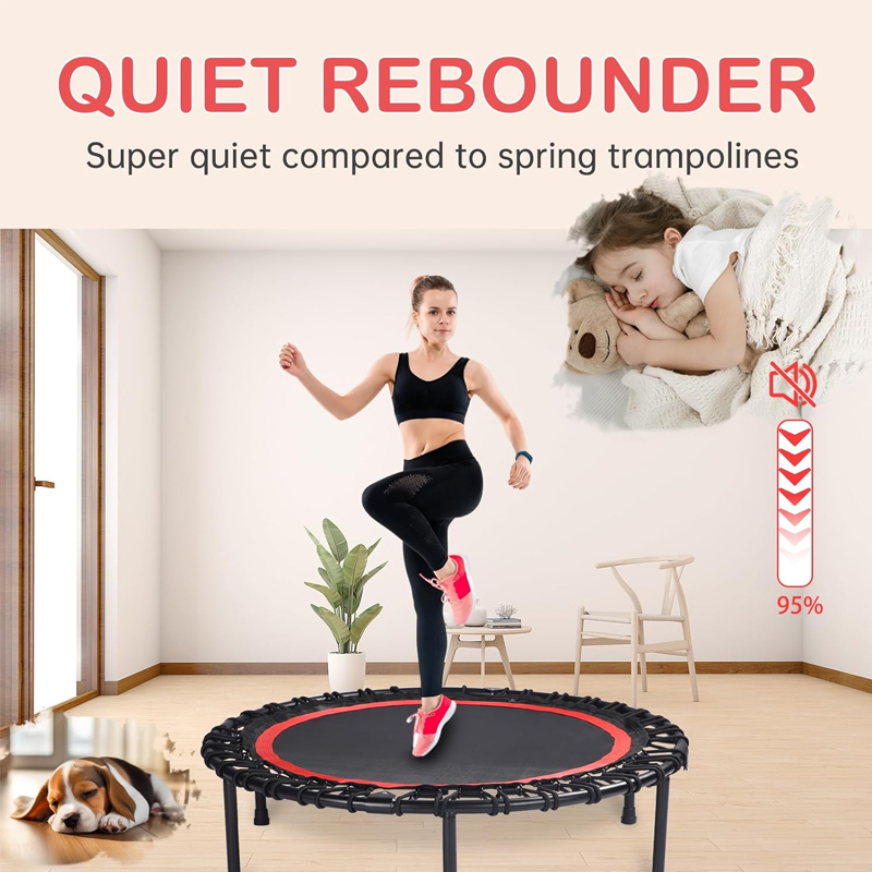 101cm Folding Mini Fitness Indoor Exercise Workout Rebounder Trampoline with Handle Trampoline Home Exercise Trampoline for Low Impact Cardio KF0763680747046659112