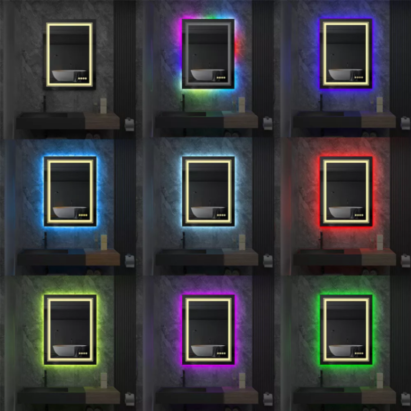 محمصة حمام LED ذات إطار RGB متعدد الألوان مع إضاءة خلفية قابلة للتعديل وإضاءة أمامية63124083482497114