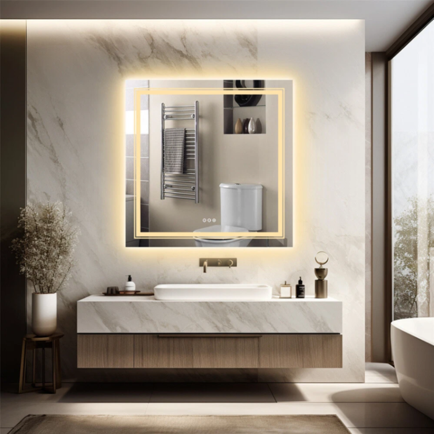 Lebella 31.5" LED Bathroom Mirror Square HD Vanity Makeup Dimmable Anti-Fog Front Lit Backlit63145365860993111
