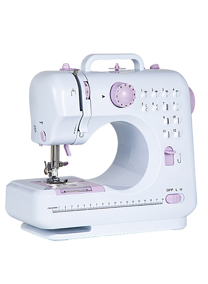 Sewing Machine for Beginners, Electric Mini Portable, 12 Built-in Stitches with Reverse Sewing, 2 Speeds Double Thread with Foot Pedal, Floral Cotton Fabric and Sewing Threads Set WCP011463681091735811110