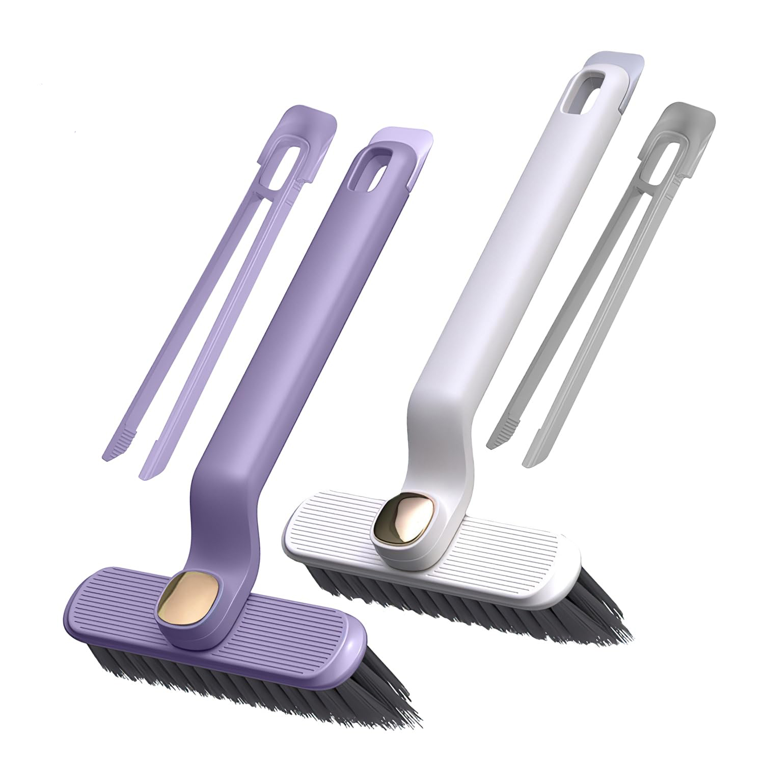 Blythornix Cleaning Brushes for Bathroom and Kitchen, Multi-Function Rotating Crevice Cleaning Brush, 360 Degree Hard Bristle Long Handle Cleaning Tools 2 Packs
