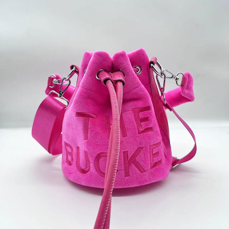 Pink Velvet Bucket Bag | Letter Design, Full of Gentle Atmosphere63260241408386111