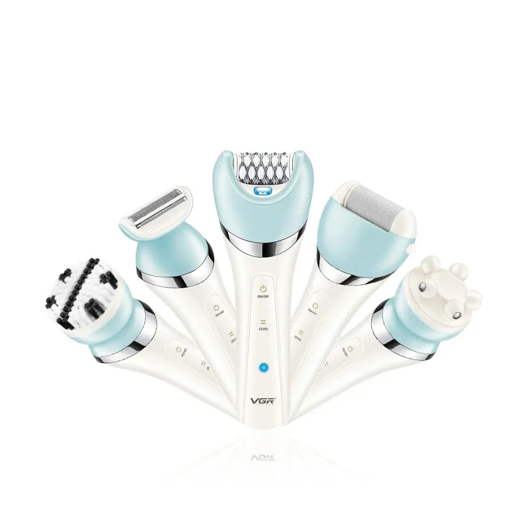 VGR V703 IPX4 Waterproof Five in One Beauty Set Electric Women's Hair Removal Knife Floater Rechargeable Foot Scar Removal Set 63203562536066114