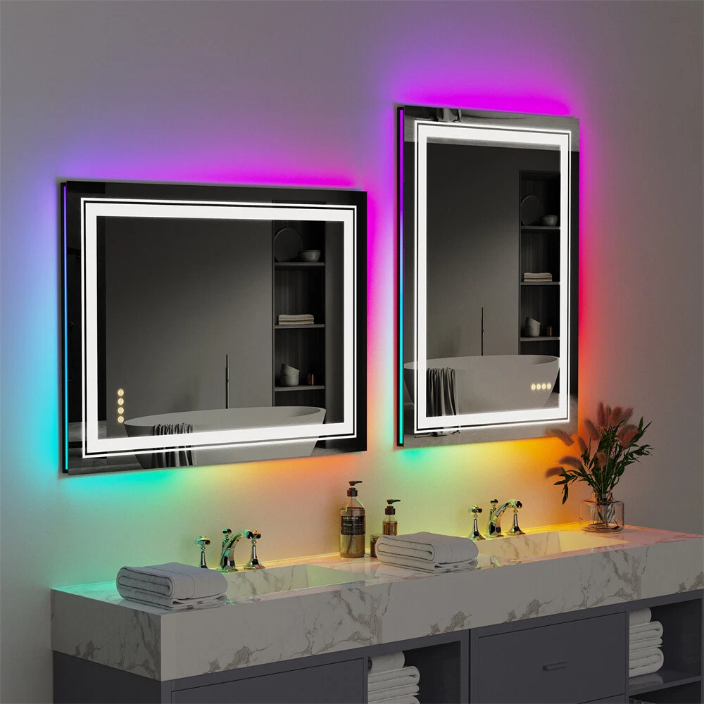 محمصة حمام LED ذات إطار RGB متعدد الألوان مع إضاءة خلفية قابلة للتعديل وإضاءة أمامية63124083482497111