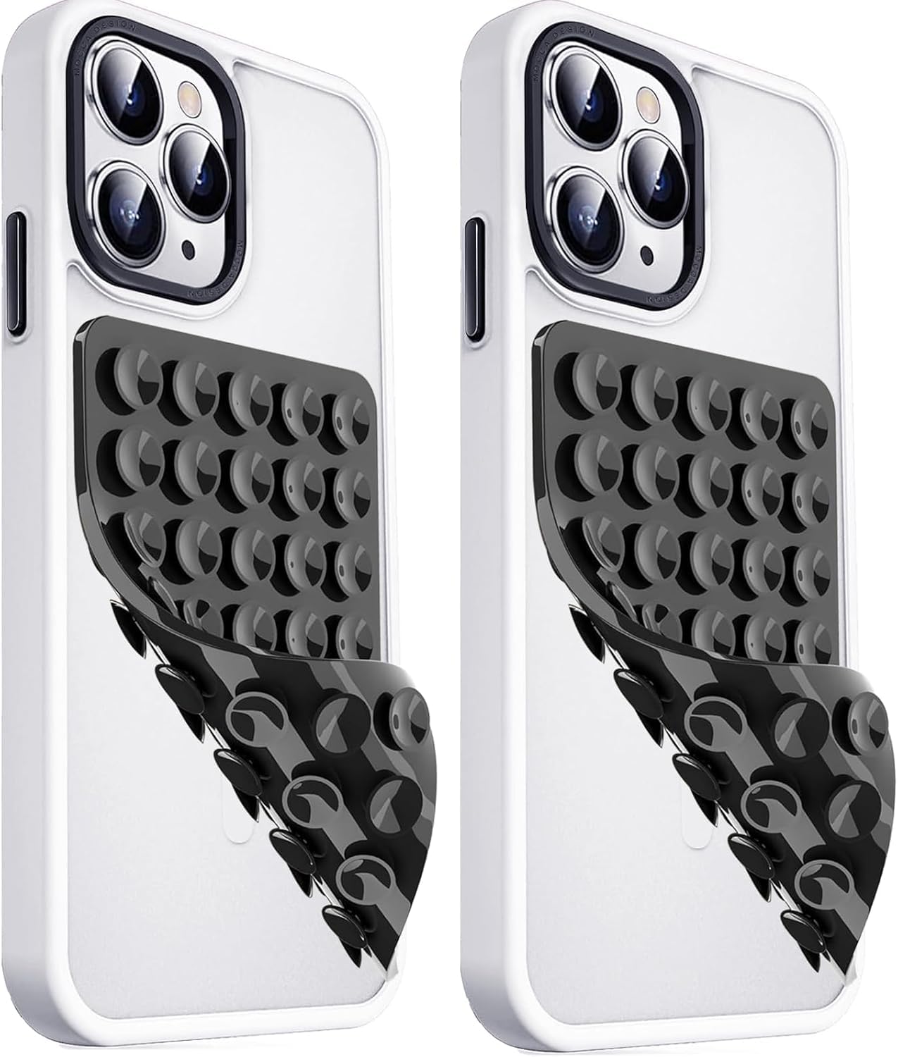 Blythornix Adhesive Cell Phone Wall Mounts, Silicone Suction Phone Case Mount, Mobile Phone Shower Mount, Hands-Free Mobile Accessory Holder for Bathroom Mirror 2 Packs Black