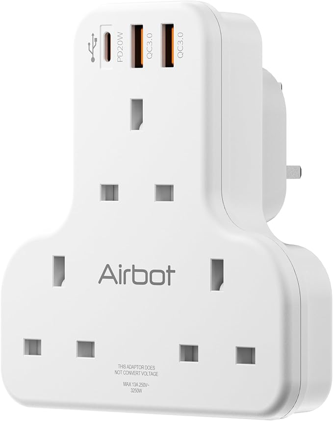 مقبس تمديد متعدد Airbot Air 3C-PD بقوة 3250 واط، مقبس طاقة ثلاثي الاتجاهات مع منفذ USB + منفذ Type-C PD، محول مقبس تمديد متعدد62885105504898111
