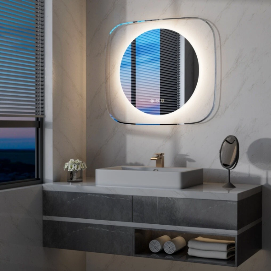LED Bathroom Mirror with Clear Glass Frame Backlit Hanging Makeup vanity Mirrors63146025261441112