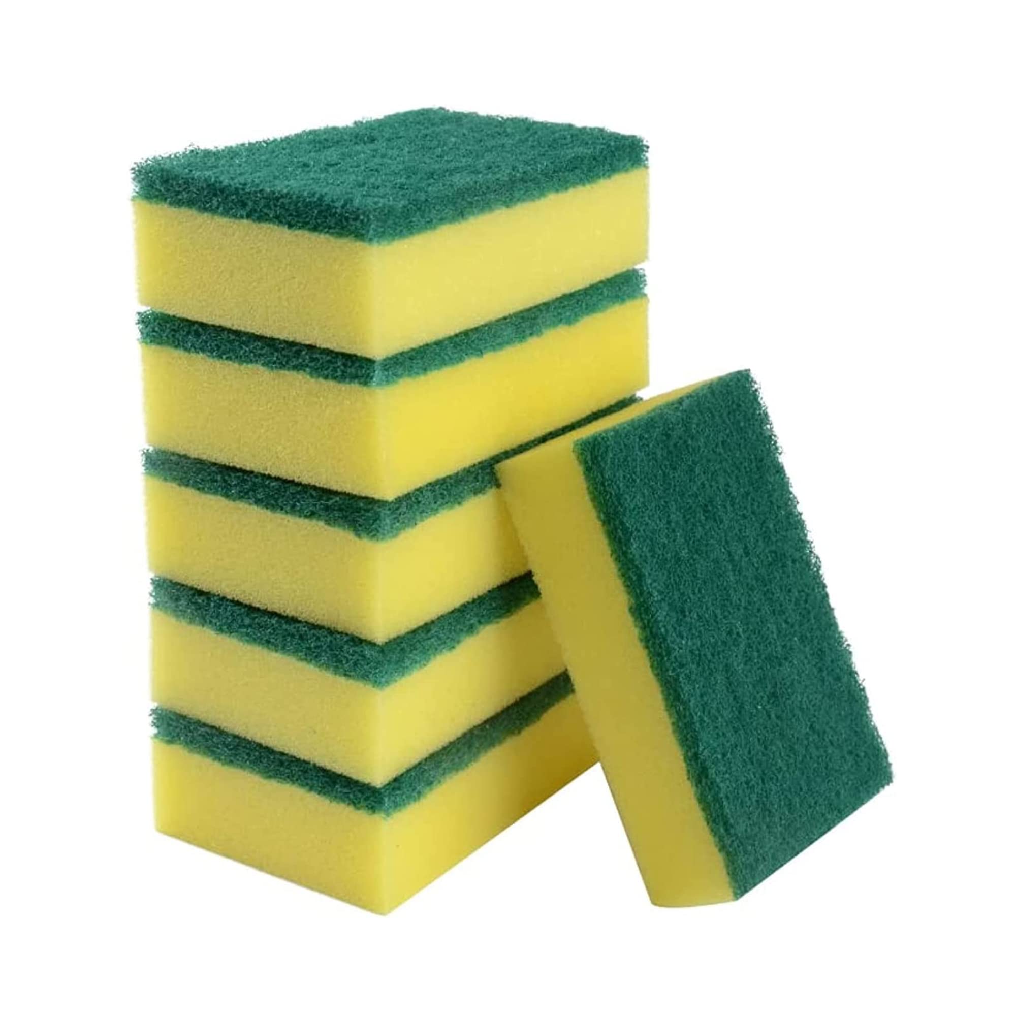 Blythornix Kitchen Cleaning Sponges Reusable, Dual Sided Scouring Pad for Kitchen, Scrub Brushes Dishwashing Sponge 6 Packs