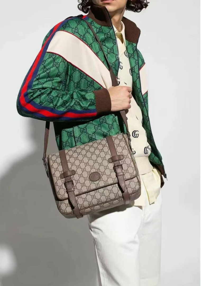 Gucci GG Supreme Messenger Bag – Brown Leather Trim | Excellent Condition63228249721218113