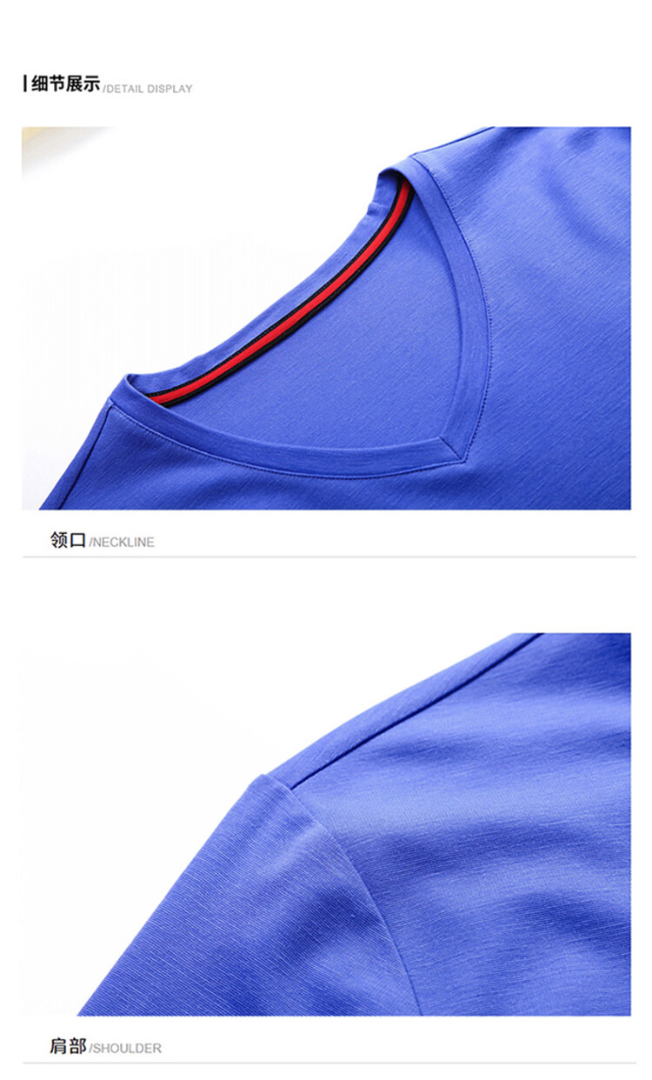 MOAIKA New V-Neck Long-Sleeved Business T-Shirt Blue63227257507587113