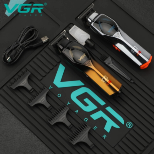 VGR V187 Gradient Color Metal Hair Clipper T-shaped Blade Household Electric Push Cutting LED Intelligent Digital Hair Trimmer63225443254785112