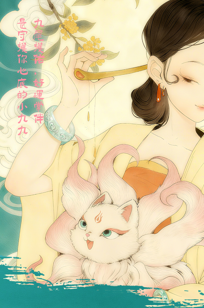 🦊 FUZUOZUO – Xiao JiuJiu Nine-Tailed Fox Plush Keychain
