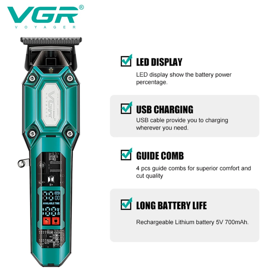 ماكينة حلاقة كهربائية VGR V600، ماكينة حلاقة شفافة للجسم، ماكينة حلاقة رقمية ذكية بشاشة LED، ماكينة حلاقة كهربائية للعناية63148393909634113